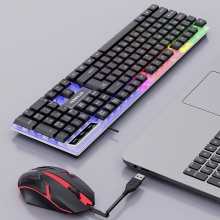 现代HY-MK141有线USB电脑办公游戏键盘鼠标套装七彩背光防水键鼠套装