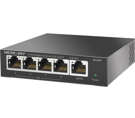 水星(mercury)sg105p 5口千兆poe供电交换机 企业工程监控 千兆