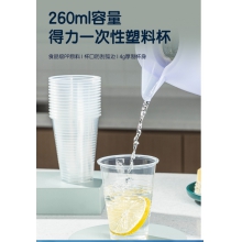 得力（deli） 一次性塑料杯260ml 商务招待透明饮水杯办公商用宴请批发 耐用加厚透明吃水杯 LL500-50（260ml）50只装