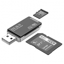晶华N450高速读卡器USB接口 SD/TF多功能二合一 适用电脑车载手机单反相机监控记录仪存储内存卡 黑白色