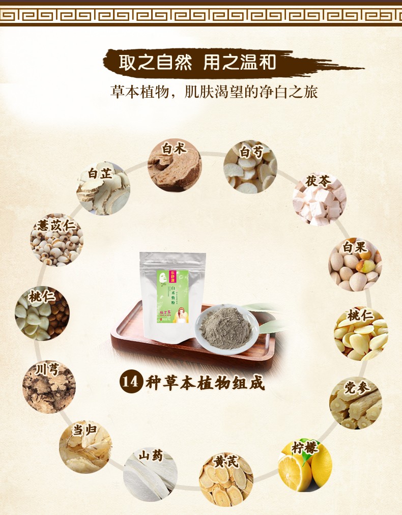 白术敷粉中草药植物敷脸面膜去油美白祛斑补水亮肤50g一包