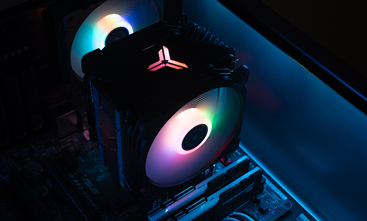 乔思伯cr-1000 plus cpu散热器四铜管双风扇pwm温控七彩流光风扇