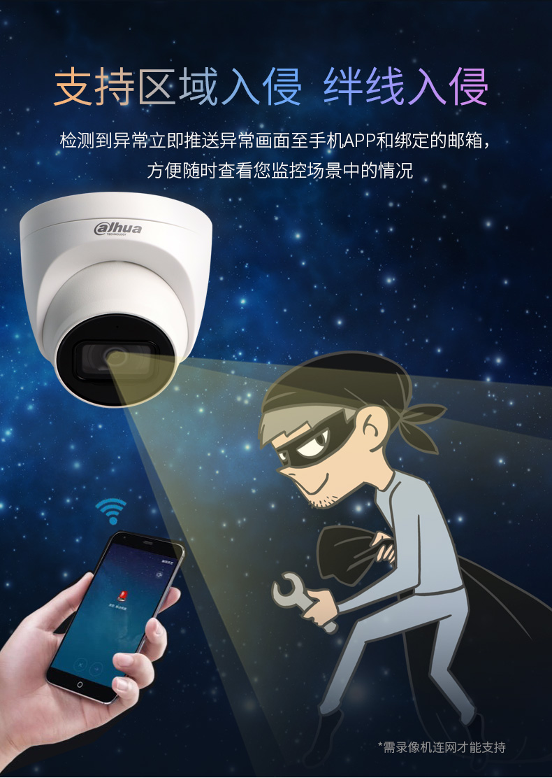 大华dahua 400万星光级智能警戒网络摄像机dh-ipc-hd